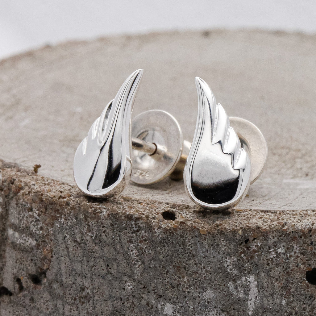 Angel Wing Silver Stud Earrings