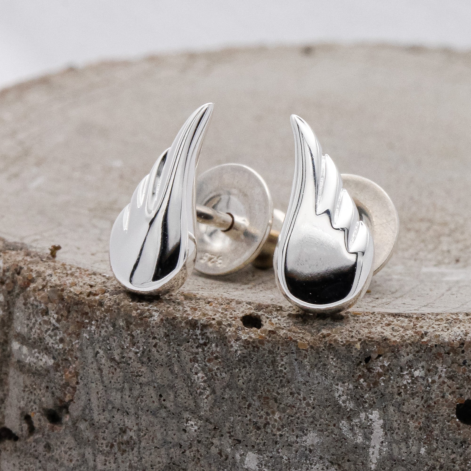 Angel Wing Silver Stud Earrings