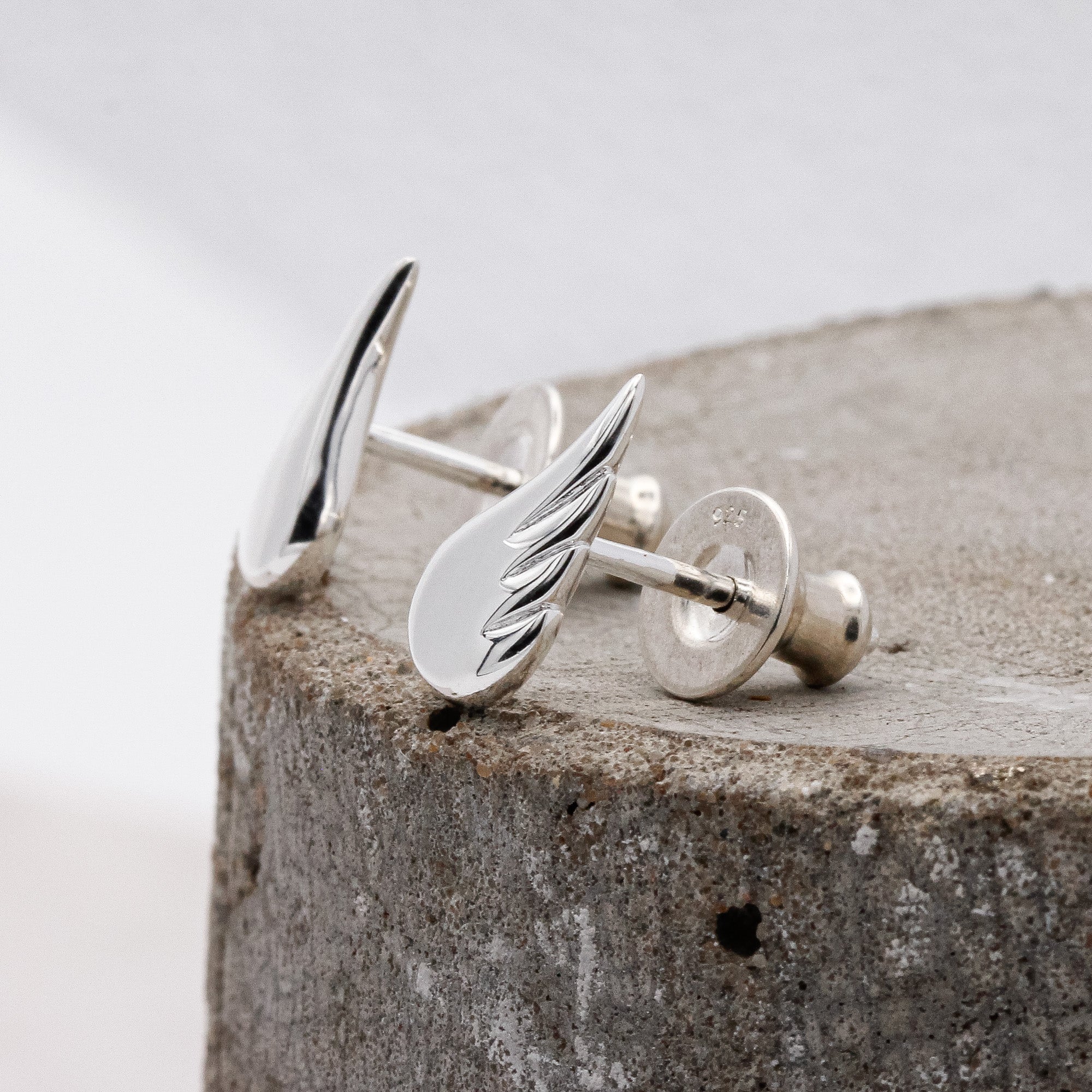 Angel Wing Silver Stud Earrings