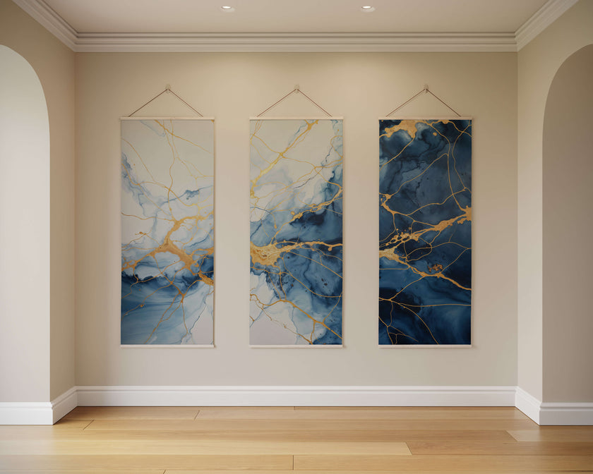 Blue Kintsugi Tapestry