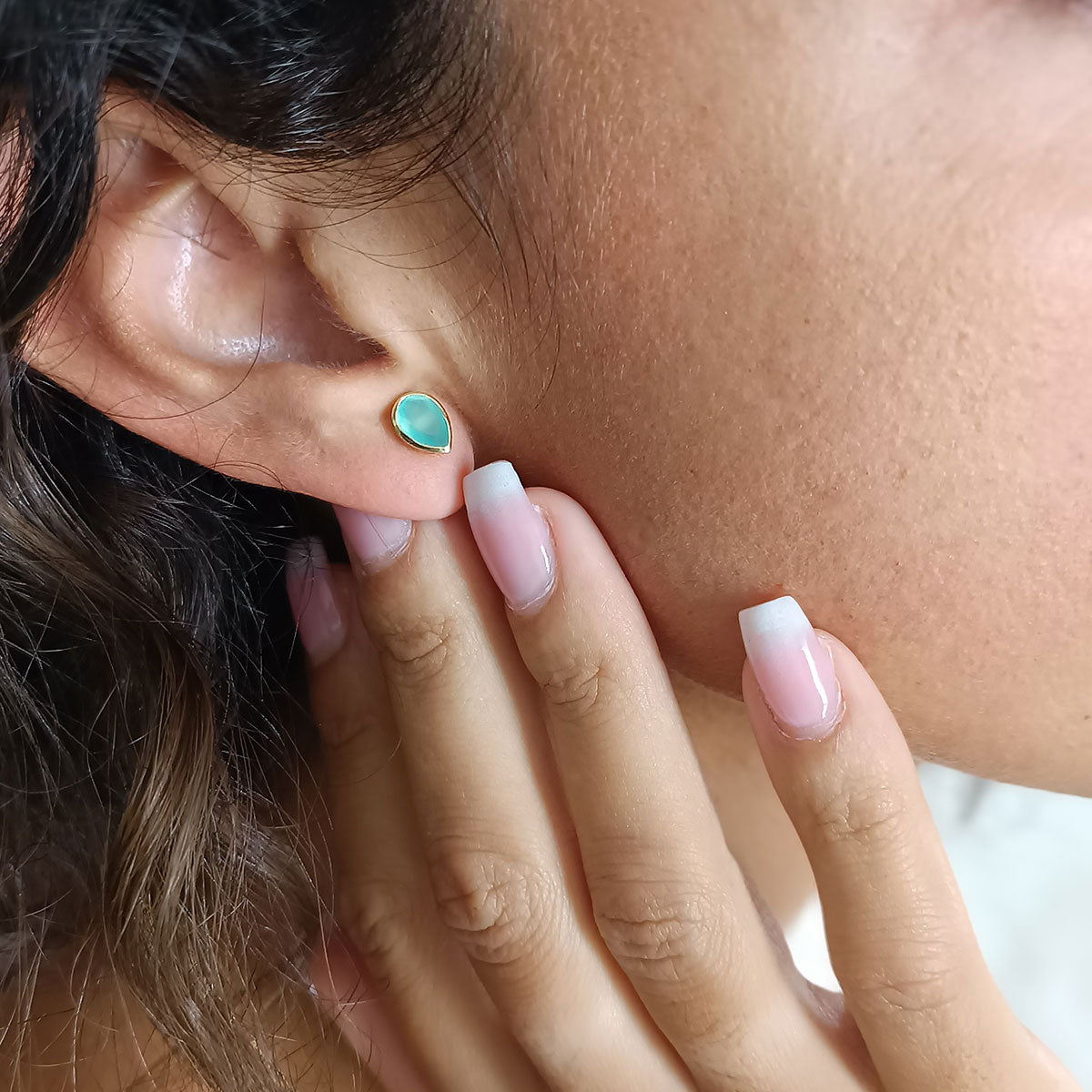 Simi Gemstone Studs with Labradorite