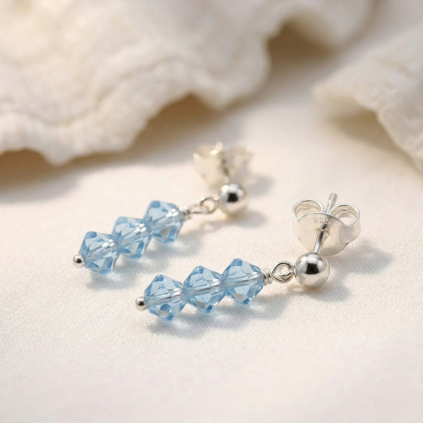 Aquamarine Bead Drop Earrings