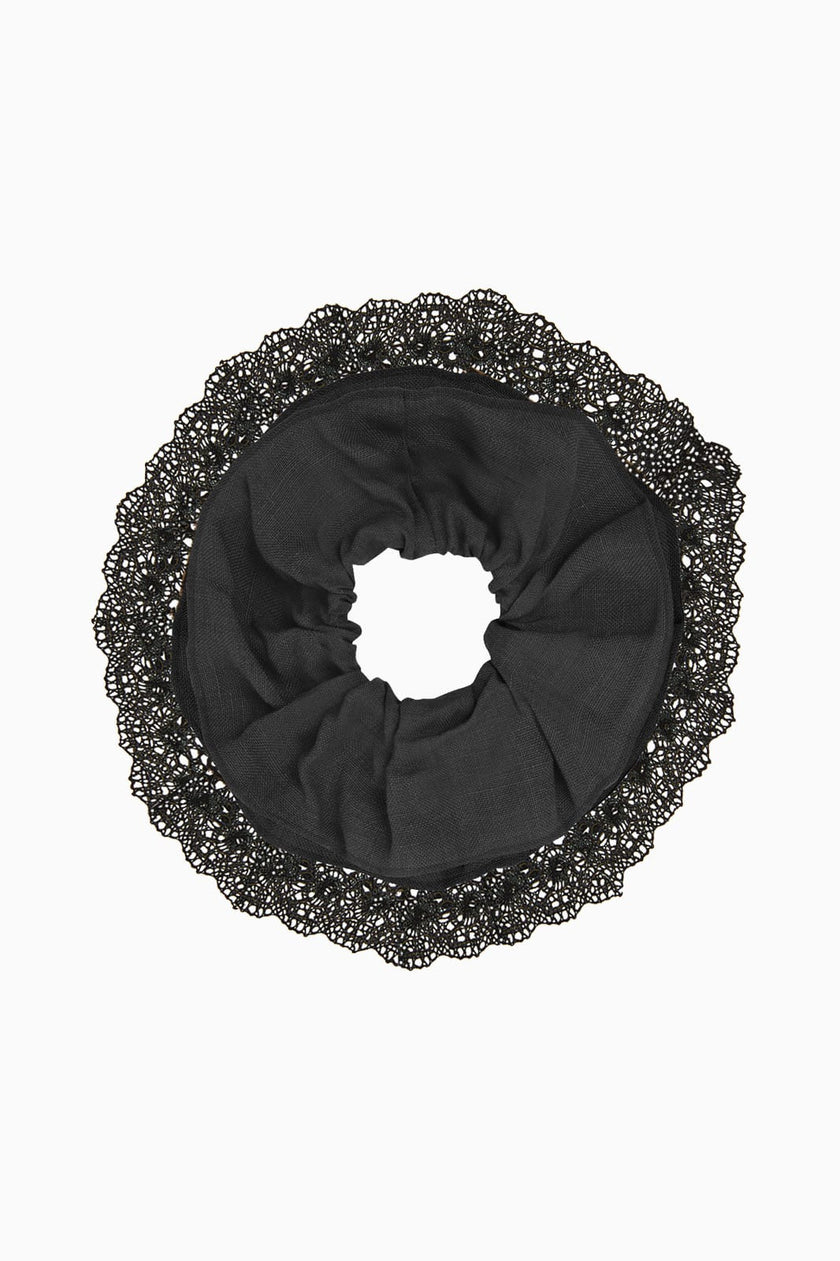 Zero-Waste Maxi Wool Scrunchie black with lace