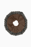 Zero-Waste Maxi Wool Scrunchie mocha with lace