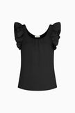 The Jeanne Ruffled Top in black