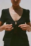 The Laurene Tie Blouse in black