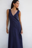The Athena Maxi Dress in navy blue