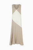 The Athena Maxi Dress in oatmeal and off-white