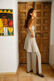 The Chiara Mini Bandeau Dress in oatmeal
