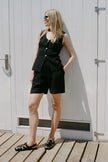 The Sienna Pleated Shorts in black