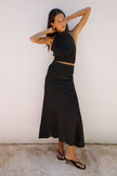 The Arabella Bias-Cut Maxi Skirt in black