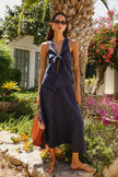 The Lucia Tie Vest in navy blue