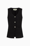 The Rosalie Buttoned Vest in black