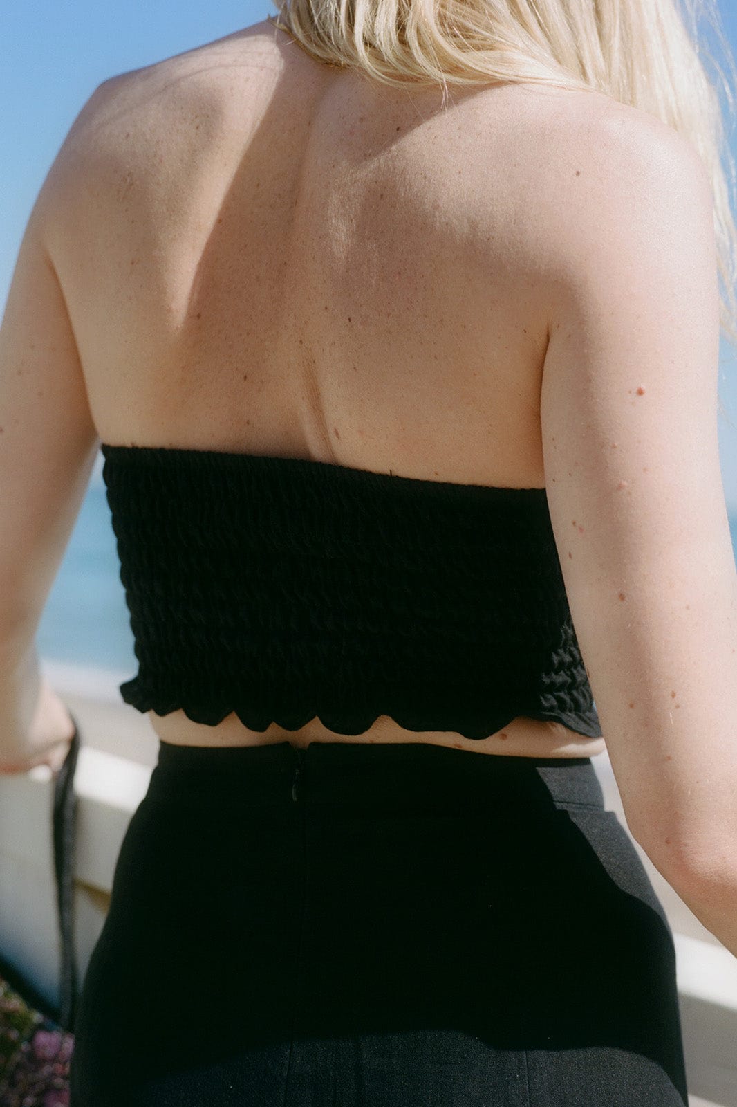 The Pippa Cropped Bandeau Bustier Top in black