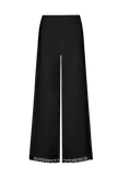 The Clara Wide-Leg Wool Trousers with lace trim in black