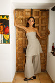 The Lena Wide-Leg Trousers With Slit in oatmeal