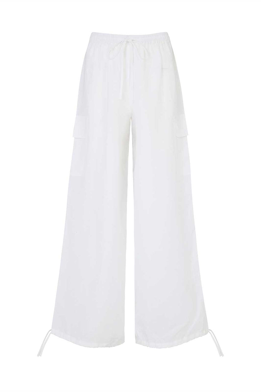 The Remi Cargo Drawstring Trousers in white