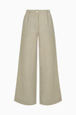 The Willow Wide-Leg Pleated Linen Trousers in oatmeal