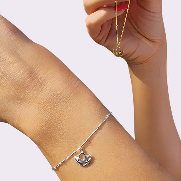 Art Deco Fächer Silber Satellitenkettenarmband