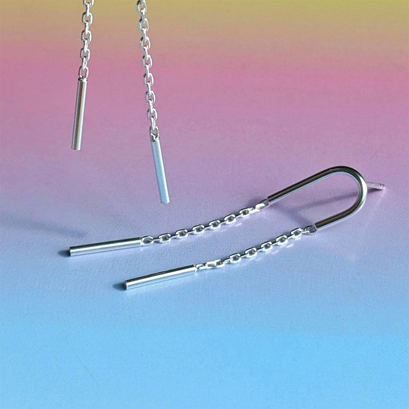 Asymmetrical Arch Sterling Silver Stud Earrings