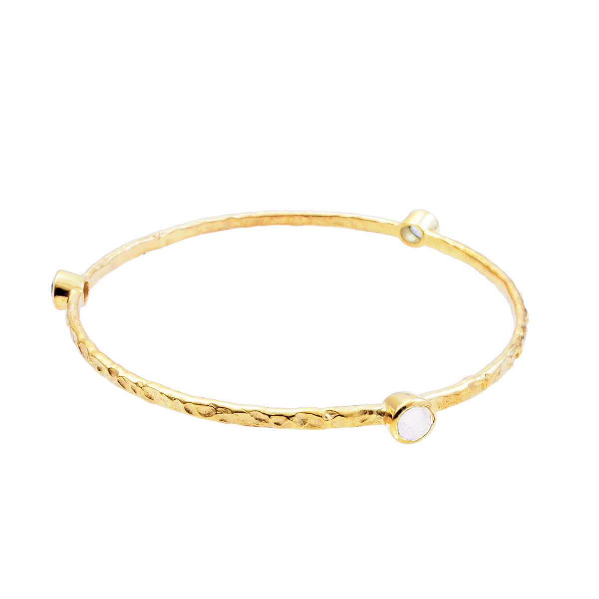 Thalia Three Stone Stacking Bangle Rainbow Moonstone