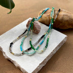 Milos Mixed Gemstone Beaded Necklace  Amazonite, Copper Turquoise & Green Jade