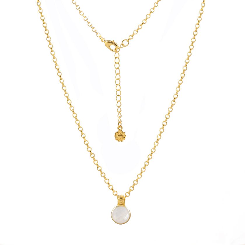 Charis Round Gemstone Necklace Moonstone