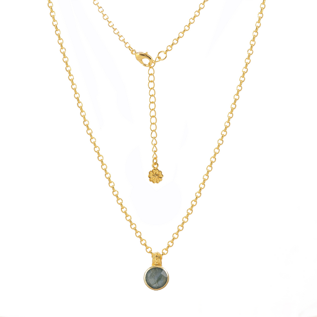 Charis Round Gemstone Necklace Labradorite