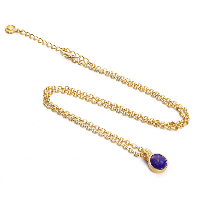 Charis Round Gemstone Necklace Lapis