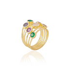 Iona Entwined Ring: Green Onyx, Amethyst, Moonstone & Labradorite