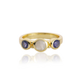 Iris Three Gemstones Ring Iolite & Moonstone