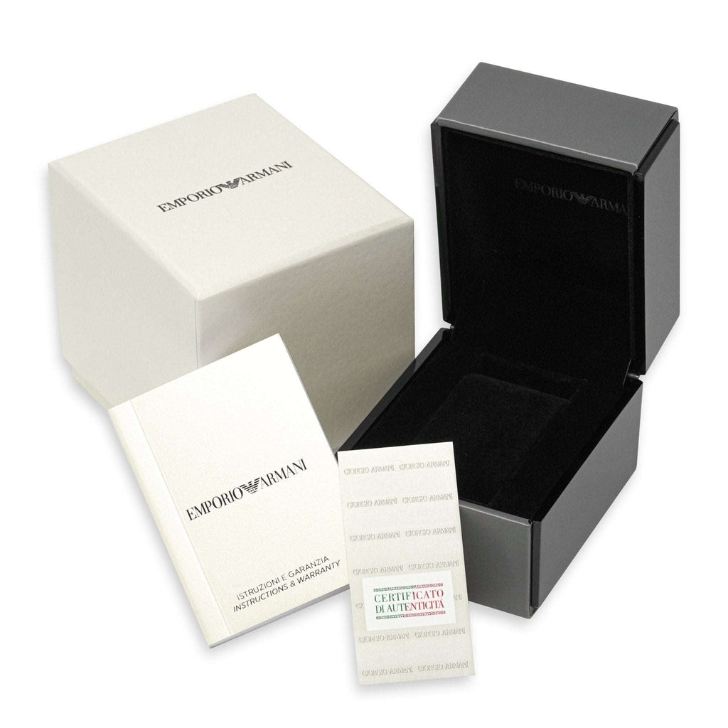 Emporio Armani AR0154 Men's Rectangular Beige Dial Brown Leather Strap Watch