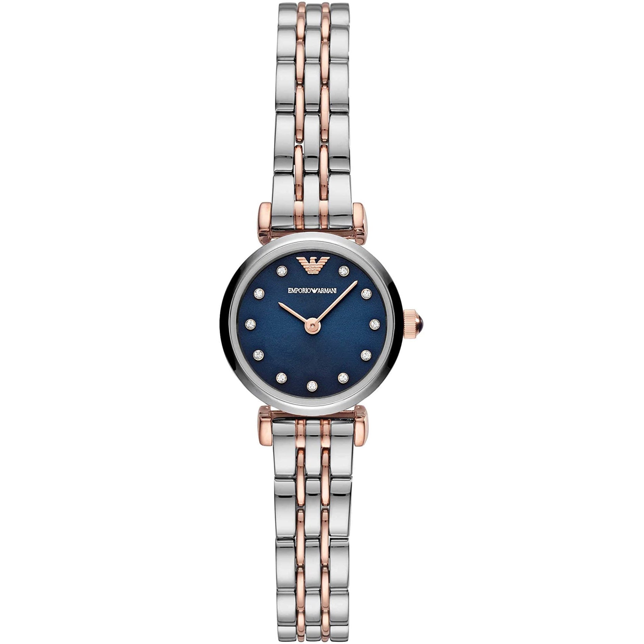 Reloj automático para mujer Emporio Armani AR11222 con correa en T Gianni en dos tonos azul