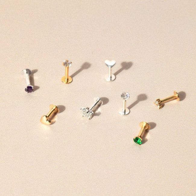 Beginnings Amethyst Cubic Zirconia Labret Stud Earring