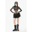 Dark in Love Bonded Tulle Layered Goth Mini Skirt in Black
