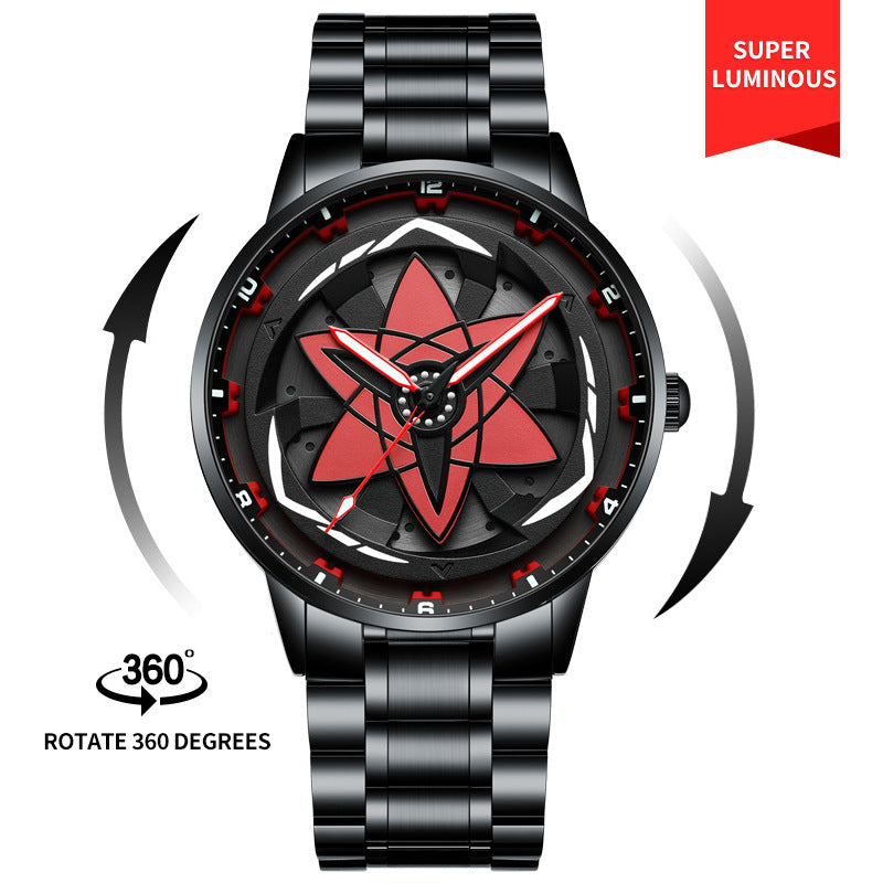 Reloj de cuarzo multifunción luminoso e impermeable tridimensional hueco