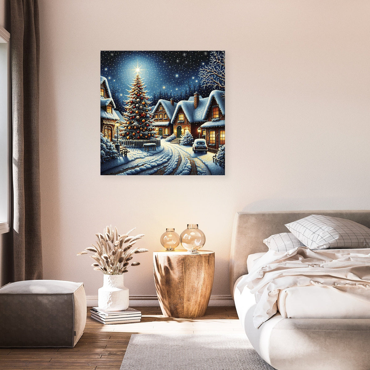 Winter's Melancholy Village Canvas