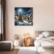 Winter's Melancholy Village Canvas