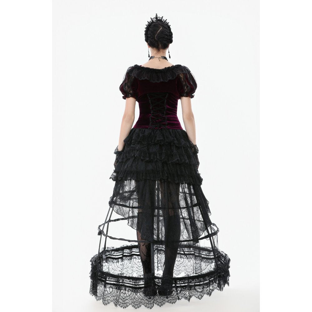 Dark in Love Isolde Velvet & Lace Puff Sleeve Bolero