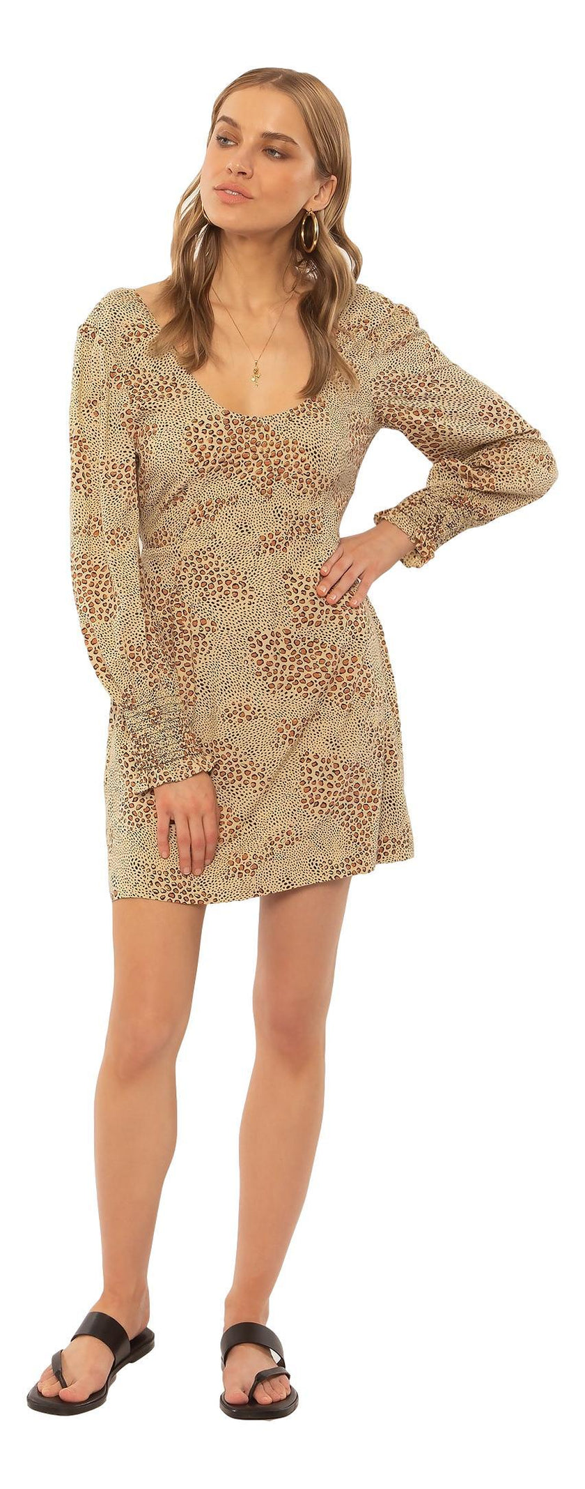 Amuse Society Windswept L/S vävd miniklänning