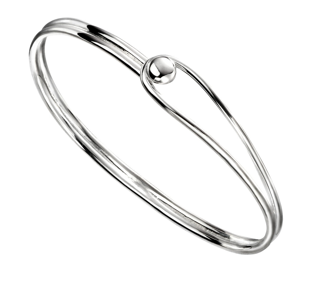 Beginnings Oval Bangle with Feature Ball Clasp