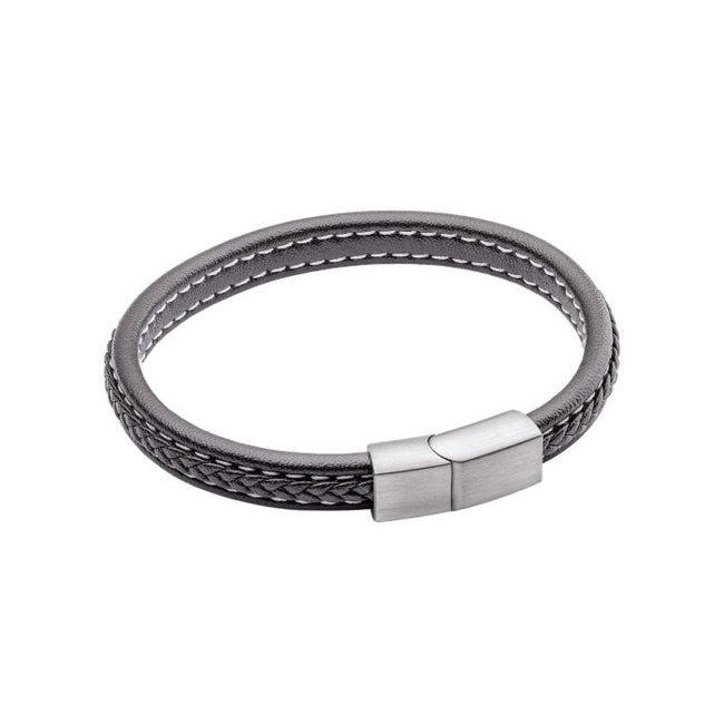 Pulsera de cuero Fred Bennett con detalle trenzado y acabado cepillado