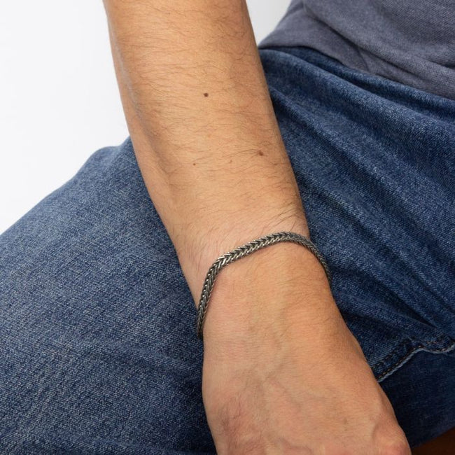 Fred Bennett Oxidised Foxtail Chain Bracelet