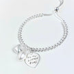 Beginnings Heart and Pearl Charm Ball Slider Bracelet