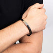 Fred Bennett Double Row Black Leather Bracelet