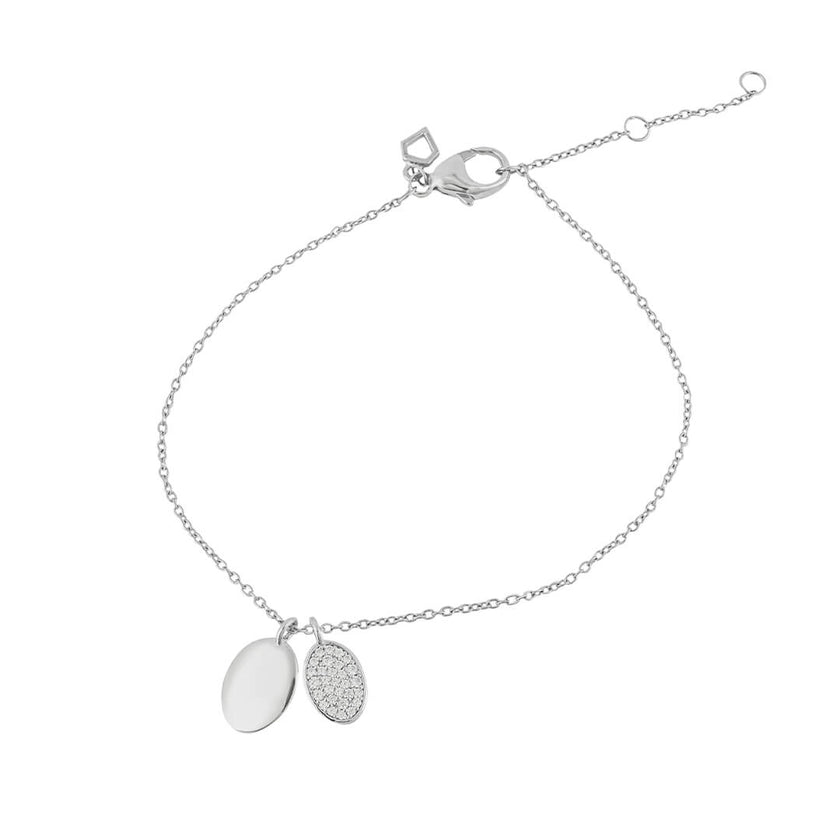 Diamonfire Engravable Tag Bracelet with Pave Set Oval Tag