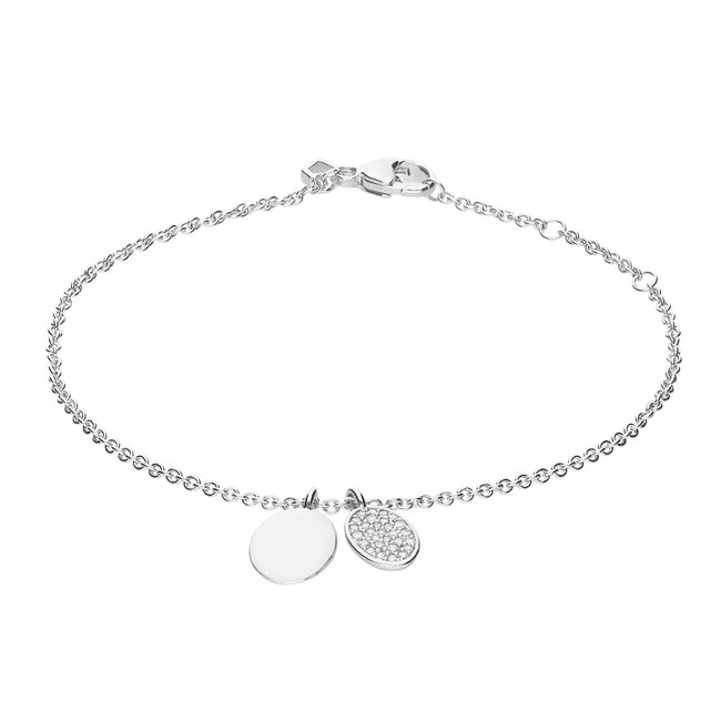 Diamonfire Engravable Tag Bracelet with Pave Set Oval Tag