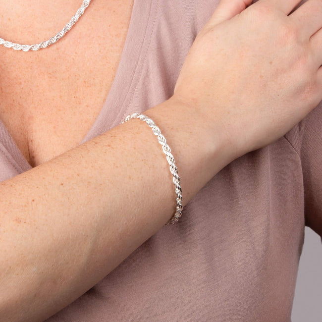Beginnings Diamond Cut Rope Chain Bracelet