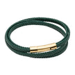 Fred Bennett Multi Row Plaited Green Leather Bracelet