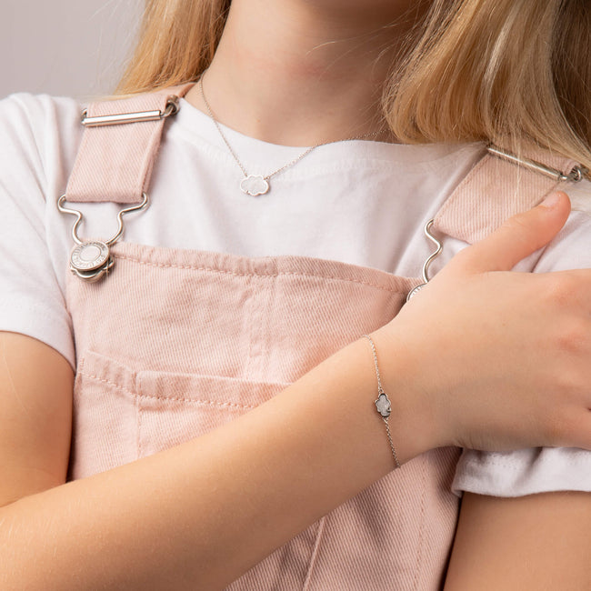 D For Diamond Perlmuttfarbenes Emaille-Wolkenarmband mit Diamant